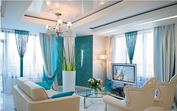turquoise window curtains