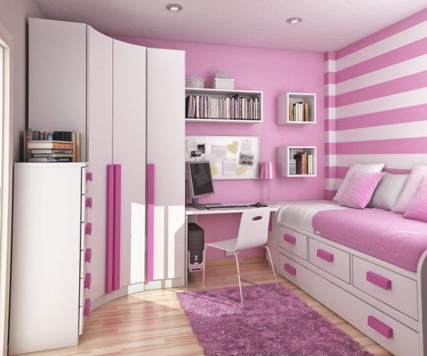 teen-girl-bedroom-design-ideas-with-pink-stripe-paint-on-the-wall8