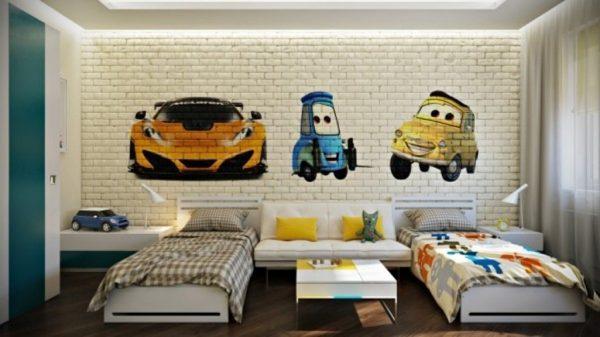 Cars-Inspired-Bedroom-with-Brick-Walls