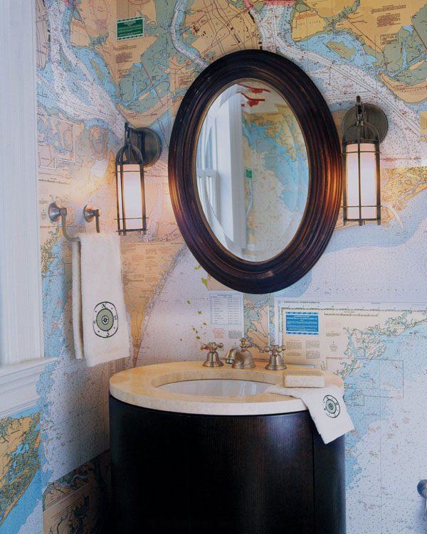 world map bathroom decor