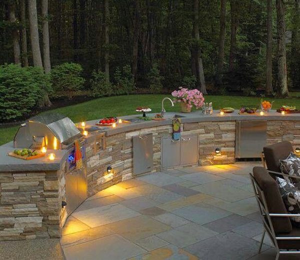 stone outdoor kitchen