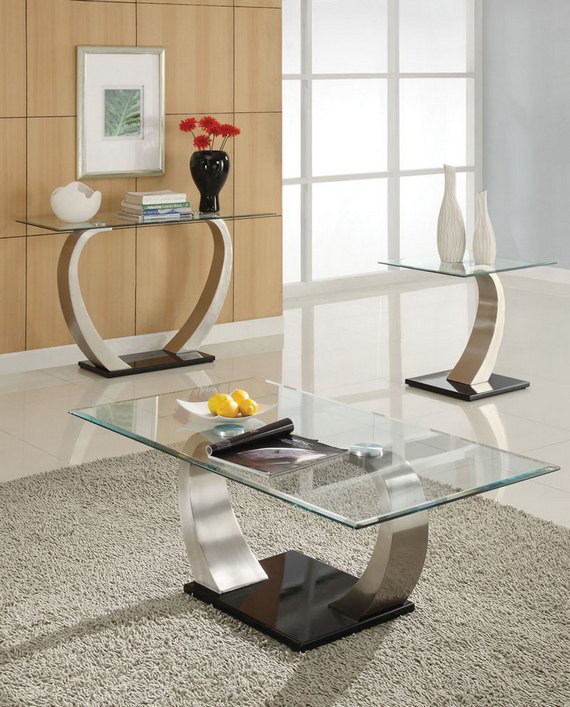 glass and metal coffee table