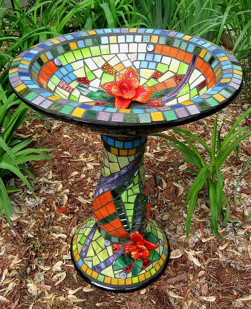 mosaic bird bath
