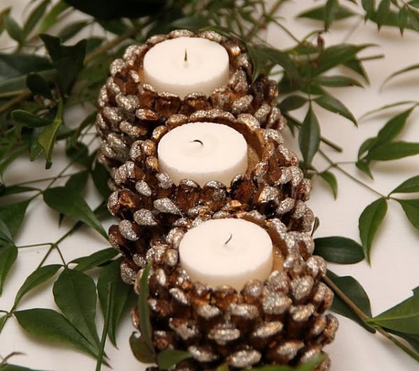 pine cone candle holders