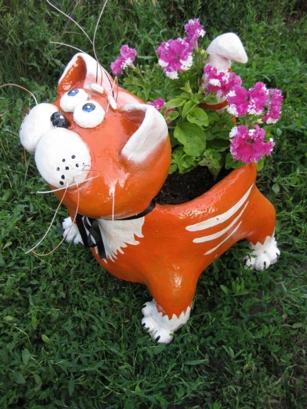 cat flower pot
