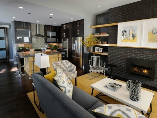 combined kitchen and living room designs 