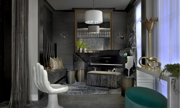 small living room with piano