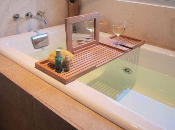 wooden bathtub caddy