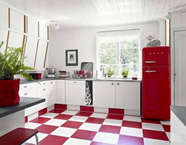 red retro fridge freezer