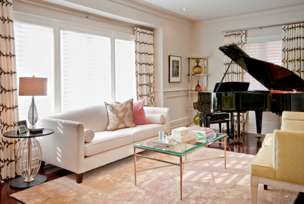 grand piano in small living room