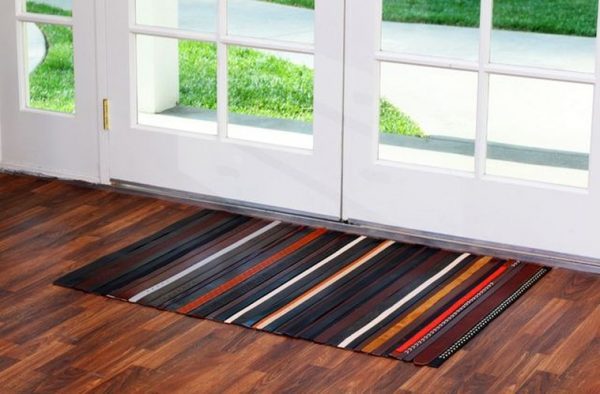 recycled leather rug 