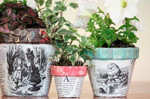 decoupage flower pots