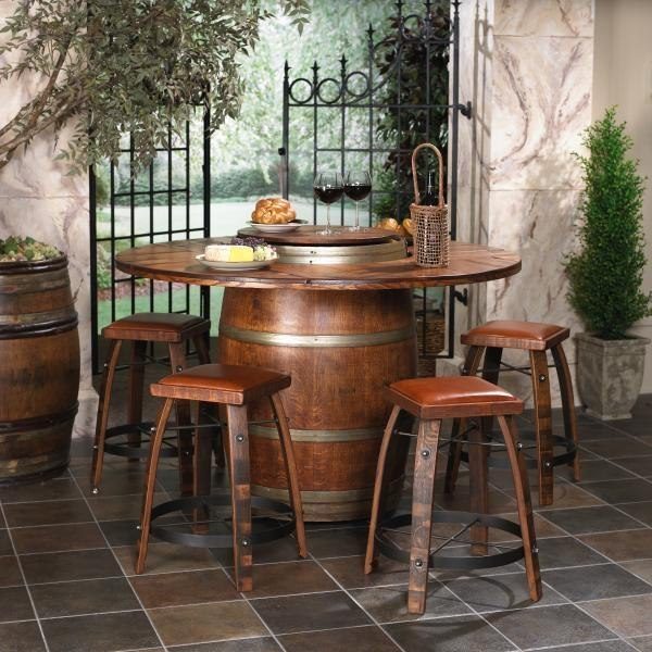 wine barrel table and chairs 