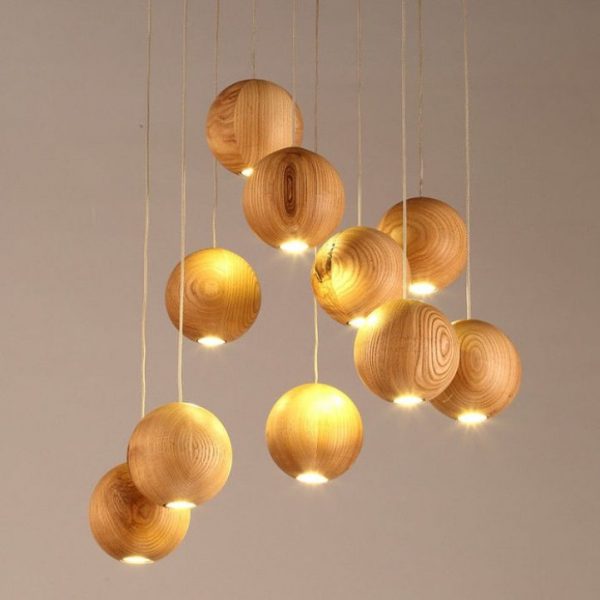 wooden ball chandelier 