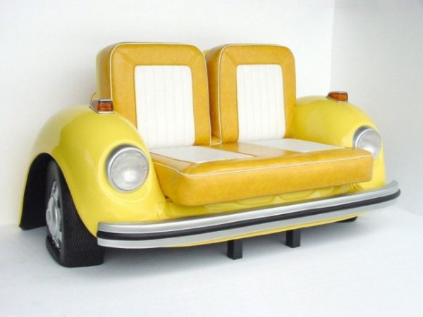 car parts used as furniture