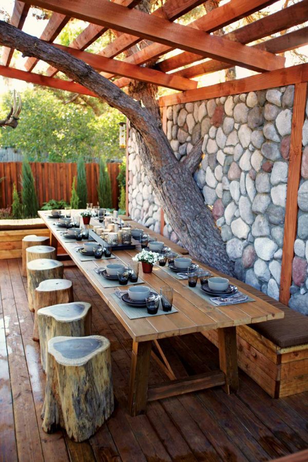 outdoor rustic dining table