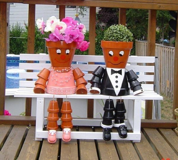 clay flower pot people
