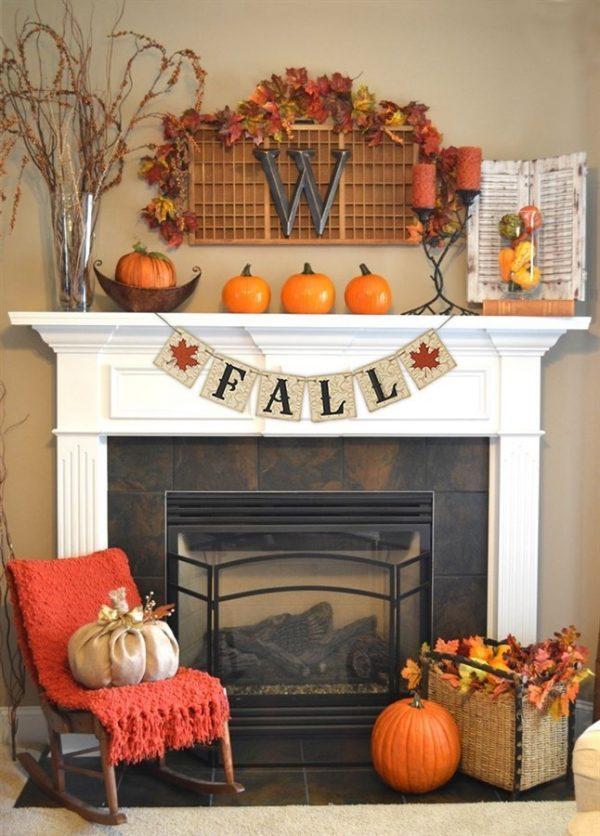 fall fireplace mantel displays