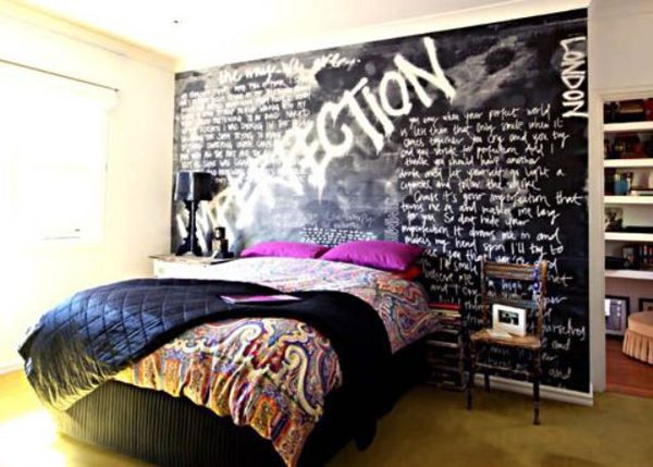 painting graffiti on bedroom walls