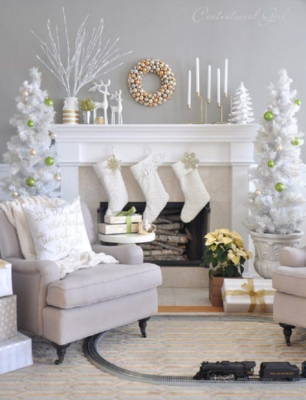 silver and white holiday decorations 