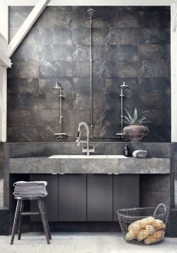 industrial themed bathroom