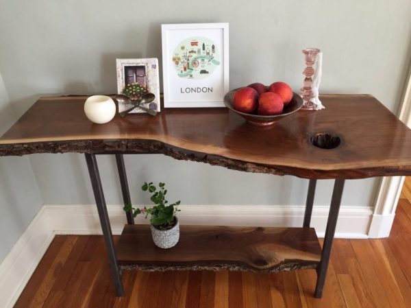 natural wood entry table