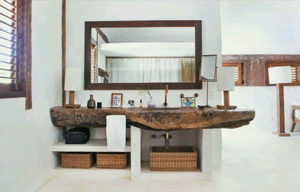 natural wood bathroom vanity