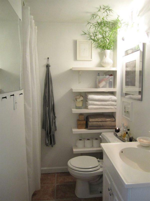 small white bathroom wall shelf