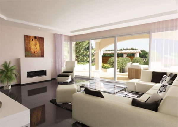 living room with an open view