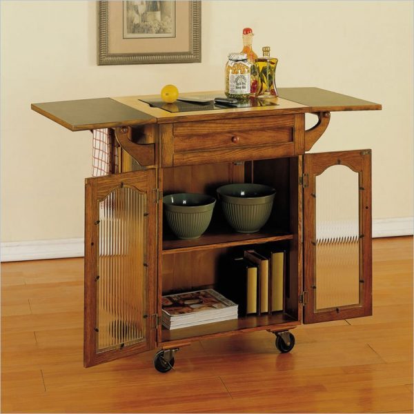 amazing-powell-noble-oak-kitchen-cart-kitchen-island 1