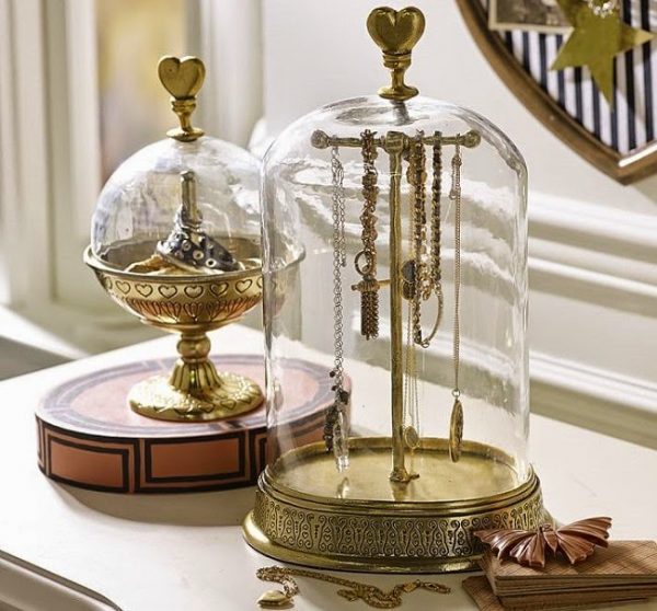 glass cloche jewelry storage