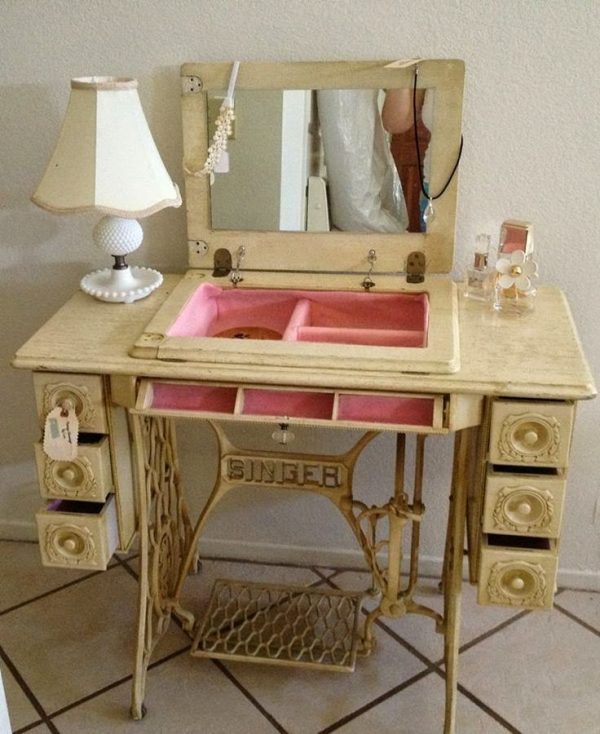 repurposed sewing machine cabinets
