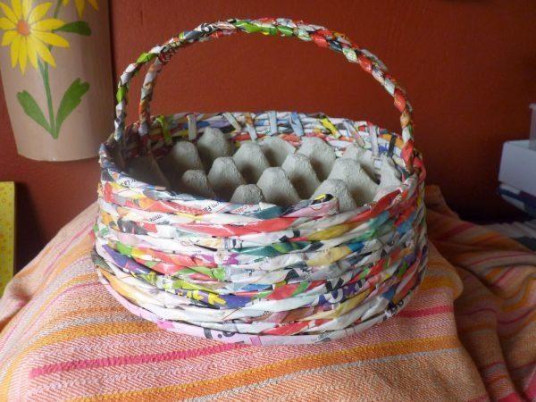 recycled newspaper basket