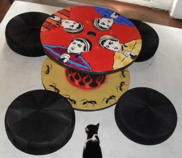 wooden spool table