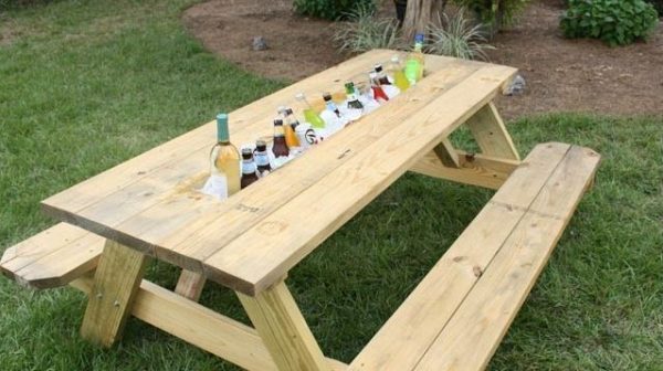 wooden outdoor drink cooler