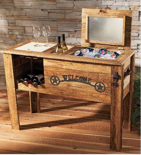 rustic wooden cooler