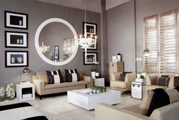 round mirror living room