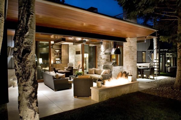summer kitchen ideas with fireplace 1