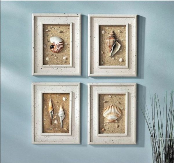 seashell bathroom wall decor 