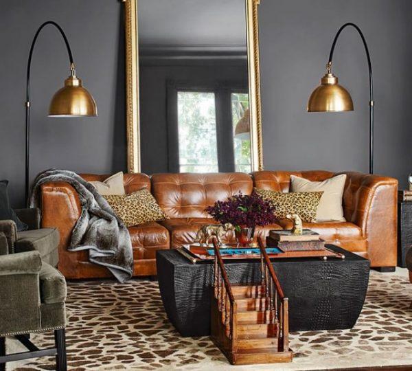brown leather couch 