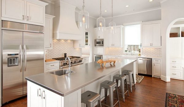 white and stainless steel kitchen