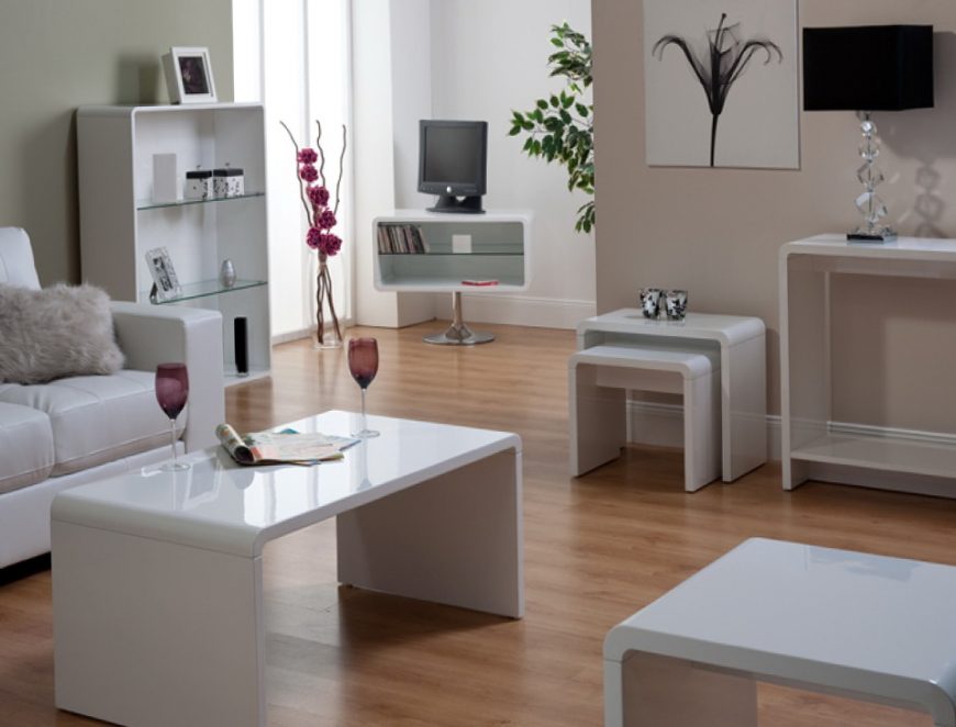 White High Gloss Living Room Furniture Sets