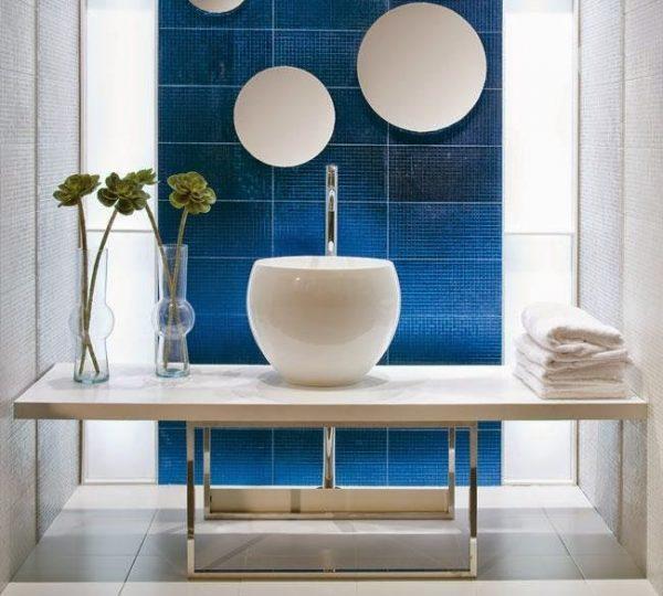 blue and white bathroom