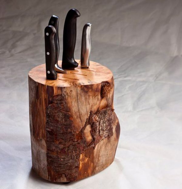 wooden knife holder