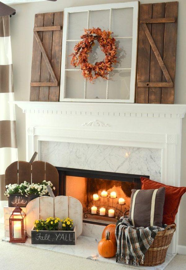 fall fireplace decor