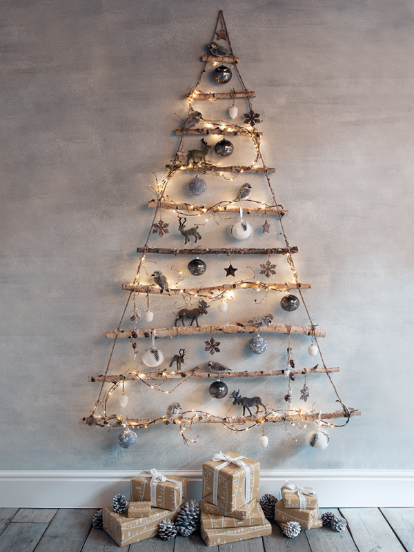 christmas trees with lights on them