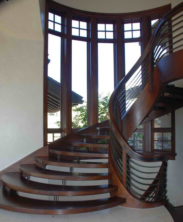 wooden spiral staircase