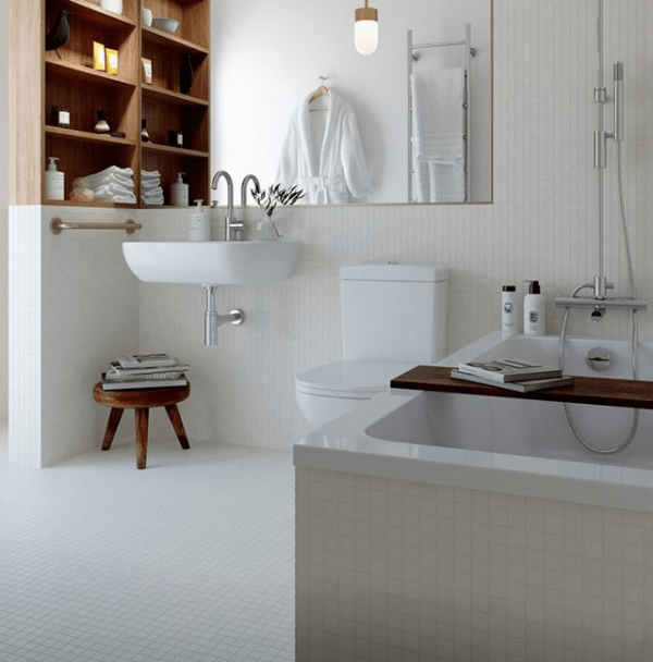 wooden bathroom wall shelves