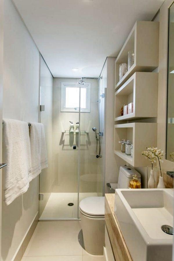white wooden bathroom shelves