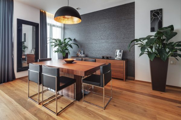 Dining Room with Black Accent Wall